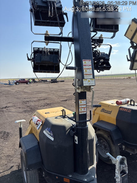2022 Allmand NLV3GR (4) LED Light Fixture 350W, 23' Vertical Mast, 3kW Prime, Towable, Deep Sea L401, Leveling Jacks, Yanmar T4F 5.8hp