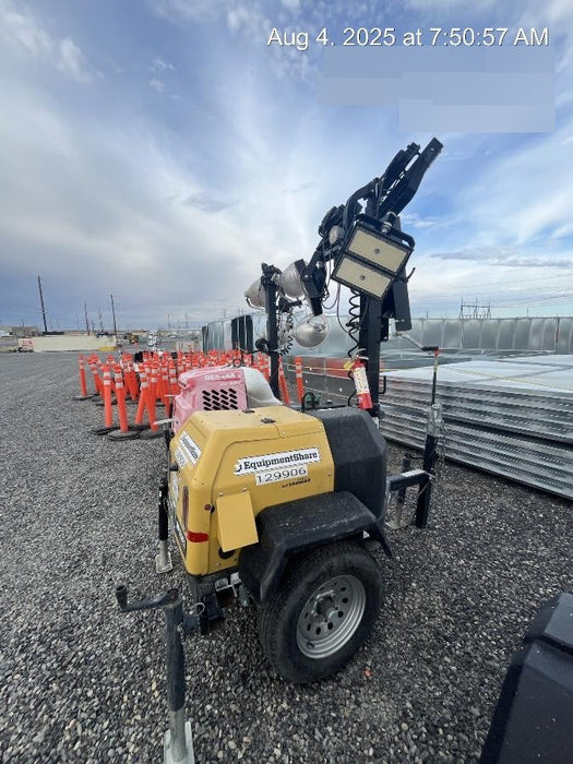 2021 Allmand NLV3GR (4) LED Light Fixture 350W, 23' Vertical Mast, 3kW Prime, Towable, Deep Sea L401, Leveling Jacks, Yanmar T4F 5.8hp