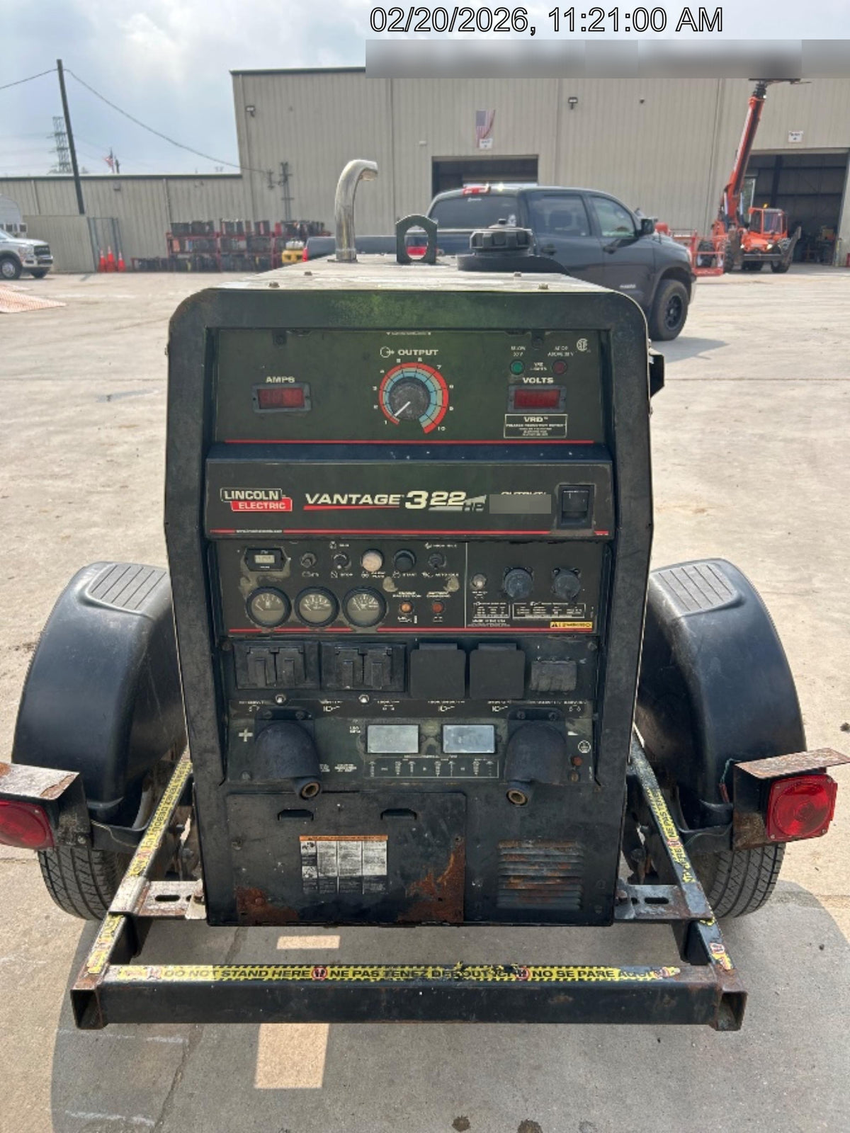 2019 Lincoln Electric Vantage 322 Ready-Pak 3, Two Wheel Trailer, Fender and Light Kit, Cable Rack