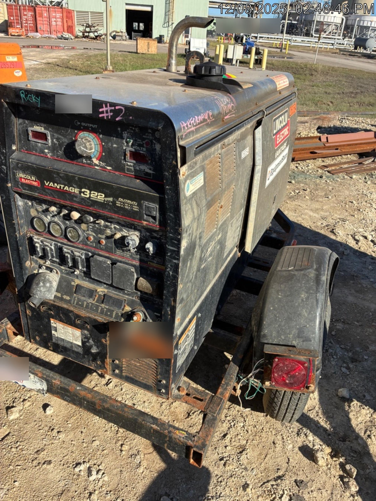 2019 Lincoln Electric Vantage 322 Lincoln Vantage 322 Welder w/Trailer, Light Kit, Cable Rack