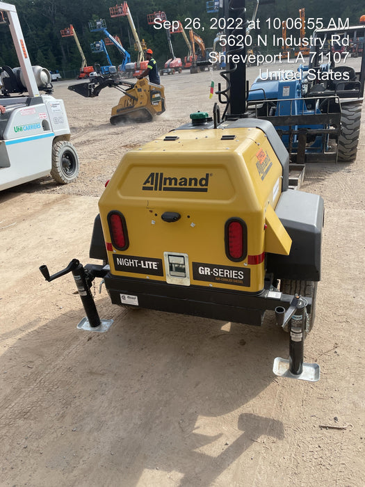 2022 Allmand NLV3GR (4) LED Light Fixture 350W, 23' Vertical Mast, 3kW Prime, Towable, Deep Sea L401, Leveling Jacks, Yanmar T4F 5.8hp