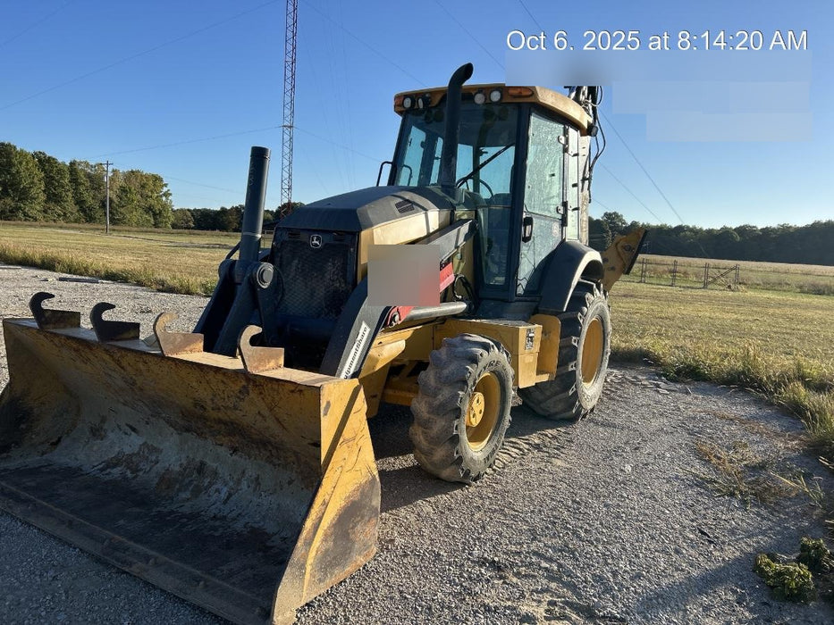 2020 John Deere 410L - Extendable Stick Cab/Heat/Air, 4WD, Extendable Stick, Pilot Controls, 2 Way Hydraulics, TAG Manual QC