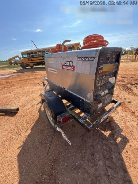 2019 Lincoln Electric Vantage 322 Welder Ready-Pak 3, Two wheel trailer, Fender and Light kit, Cable Rack