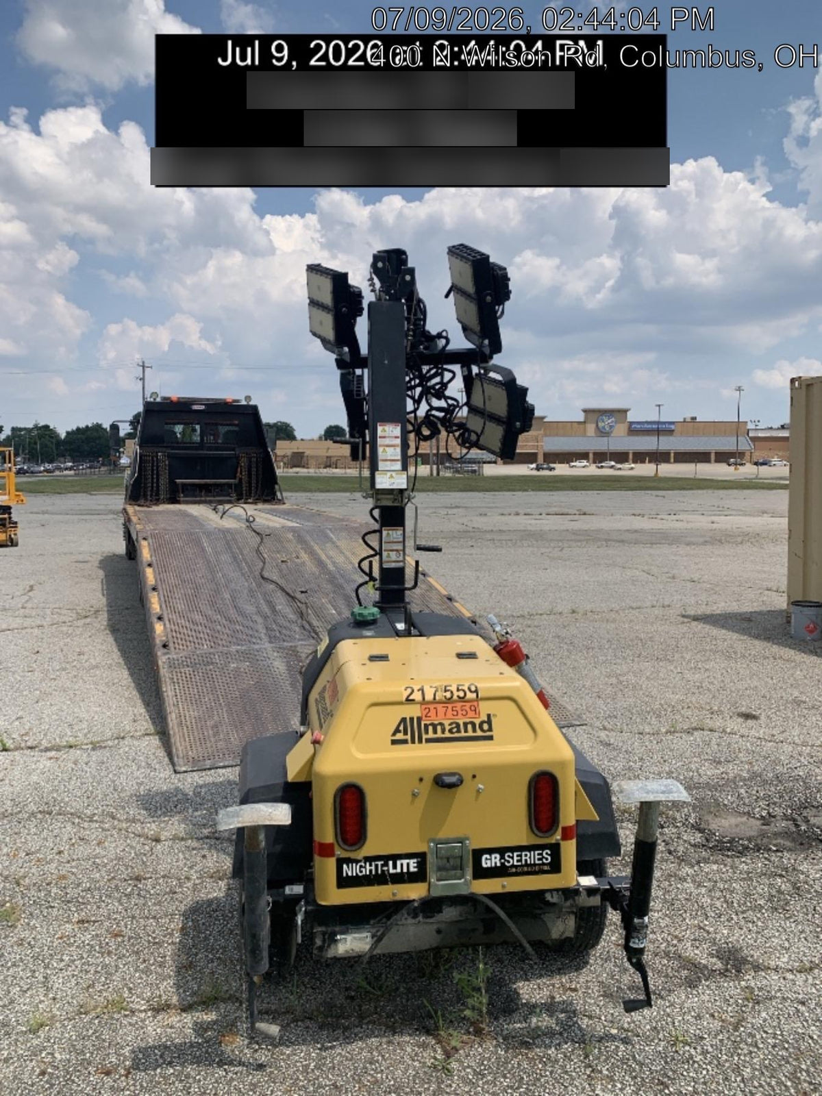 2022 Allmand NLV3GR (4) LED Light Fixture 350W, 23' Vertical Mast, 3kW Prime, Towable, Deep Sea L401, Leveling Jacks, Yanmar T4F 5.8hp