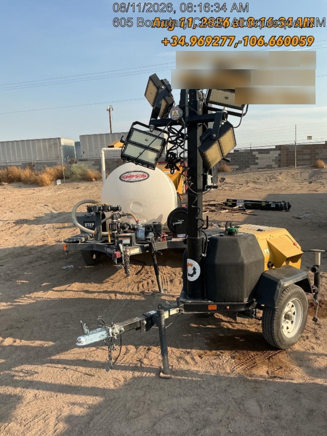 Allmand NLV3GR (4) LED Light Fixture 350W, 23' Vertical Mast, 3kW Prime, Towable, Deep Sea L401, Leveling Jacks, Yanmar T4F 5.8hp