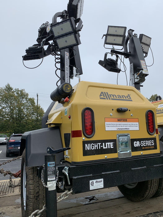 2021 Allmand NLV3GR (4) LED Light Fixture 350W, 23' Vertical Mast, 3kW Prime, Towable, Deep Sea L401, Leveling Jacks, Yanmar T4F 5.8hp