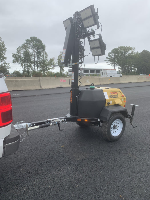 2021 Allmand NLV3GR (4) LED Light Fixture 350W, 23' Vertical Mast, 3kW Prime, Towable, Deep Sea L401, Leveling Jacks, Yanmar T4F 5.8hp