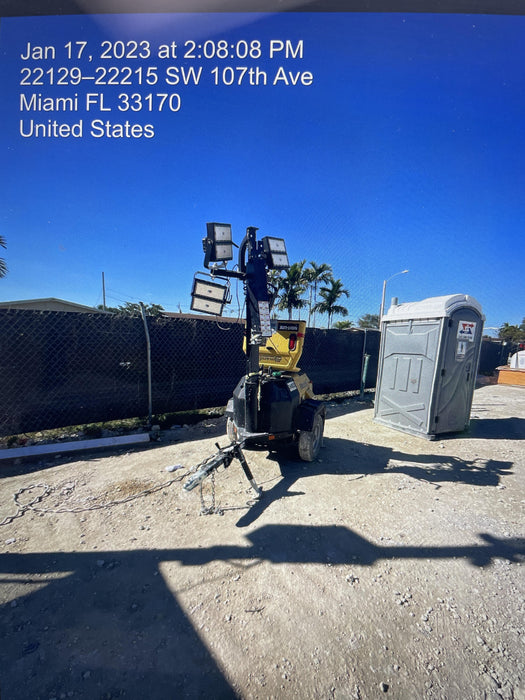 2022 Allmand NLV3GR (4) LED Light Fixture 350W, 23' Vertical Mast, 3kW Prime, Towable, Deep Sea L401, Leveling Jacks, Yanmar T4F 5.8hp