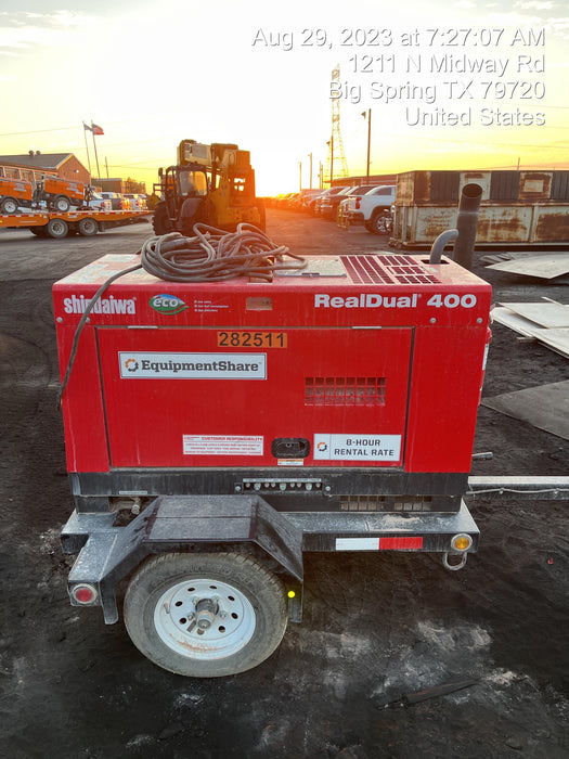 2022 Shindaiwa DGW400MDL Kubota D902 Engine, 23 HP, Dual Op Welder, Wire, Arc, Droop Stick, Tig, and CC Stick Functionality, Simulphase, 3 Phase and 1 Phase Gen Output, Single Axle NB Trlr, Slr Trckl Chrg 12V 12W, Fire Ext