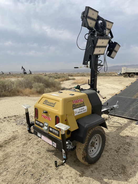 2022 Allmand NLV3GR (4) LED Light Fixture 350W, 23' Vertical Mast, 3kW Prime, Towable, ES Decals, T3