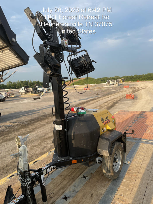 2022 Allmand NLV3GR (4) LED Light Fixture 350W, 23' Vertical Mast, 3kW Prime, Towable, Deep Sea L401, Leveling Jacks, Yanmar T4F 5.8hp