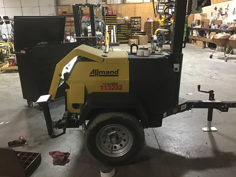 2020 Allmand NLV3GR (4) LED Light Fixture 350W, 23' Vertical Mast, 3kW Prime, Towable, Deep Sea L401, Leveling Jacks, Yanmar T4F 5.8hp
