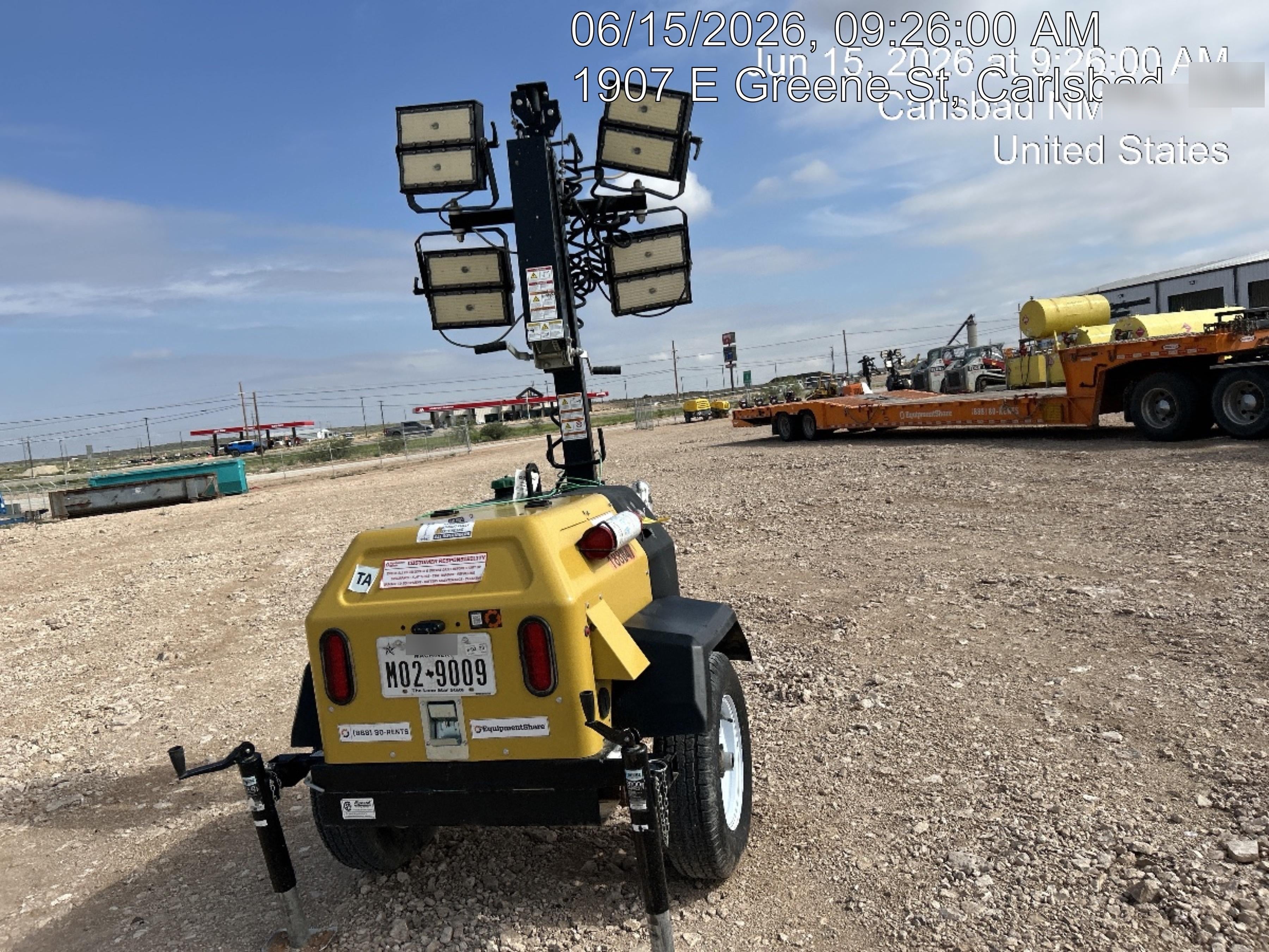 Allmand NLV3GR (4) LED Light Fixture 350W, 23' Vertical Mast, 3kW Prime, Towable, Deep Sea L401, Leveling Jacks, Yanmar T4F 5.8hp