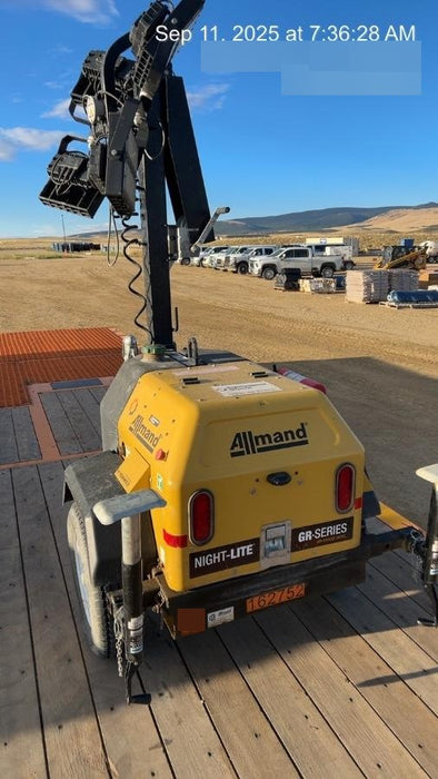 2021 Allmand NLV3GR (4) LED Light Fixture 350W, 23' Vertical Mast, 3kW Prime, Towable, Deep Sea L401, Leveling Jacks, Yanmar T4F 5.8hp