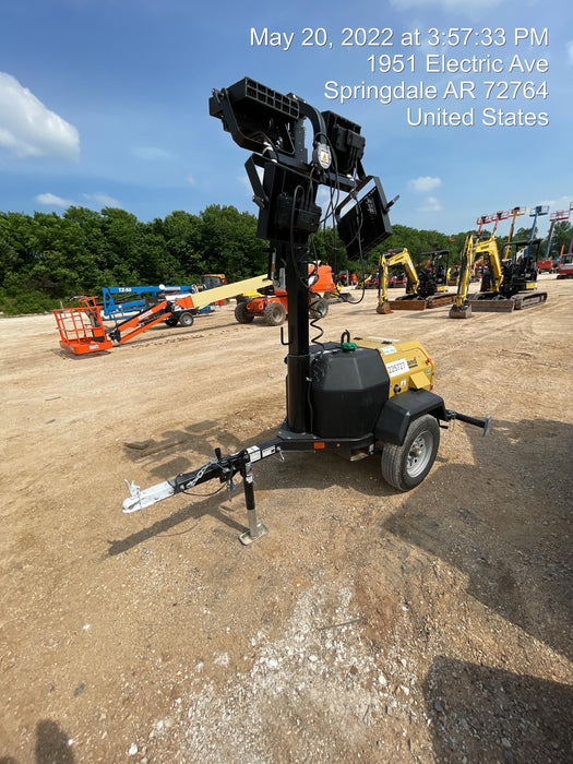 2022 Allmand NLV3GR (4) LED Light Fixture 350W, 23' Vertical Mast, 3kW Prime, Towable, Deep Sea L401, Leveling Jacks, Yanmar T4F 5.8hp