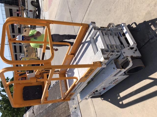 Custom Equipment HB-1430 <ul>
 <li>Hy-Brid Scissor Lift</li>
  <li>Platform capacity up to 670 lbs.</li>
  <li>Working height up to 20 ft</li>
  <li>Weighs under 1,700 lbs.</li>
  <li>Non-marking wheels </li>
</ul>
