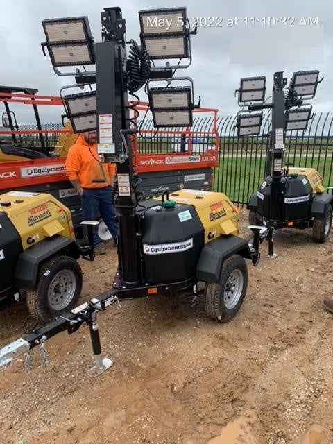 2022 Allmand NLV3GR (4) LED Light Fixture 350W, 23' Vertical Mast, 3kW Prime, Towable, Deep Sea L401, Leveling Jacks, Yanmar T4F 5.8hp