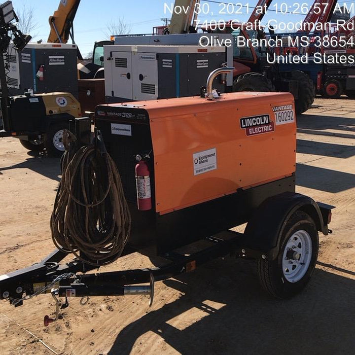 2021 Lincoln Electric Vantage 322 Vantage 322 Ready Pak 3 w/ Decals, ORANGE (includes trailer, cable rack, fender light kit) NO Telematics