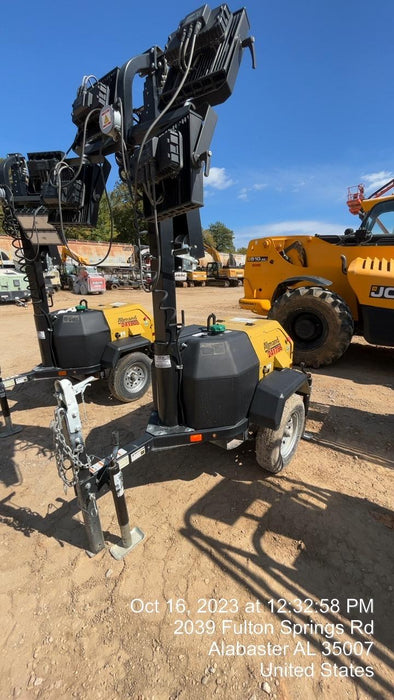 2022 Allmand NLV3GR (4) LED Light Fixture 350W, 23' Vertical Mast, 3kW Prime, Towable, Deep Sea L401, Leveling Jacks, Yanmar T4F 5.8hp