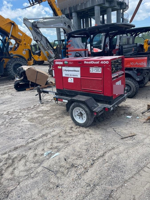 2022 Shindaiwa DGW400MDL Kubota D902 Engine, 23 HP, Dual Op Welder, Wire, Arc, Droop Stick, Tig, and CC Stick Functionality, Simulphase, 3 Phase and 1 Phase Gen Output, Single Axle NB Trlr, Slr Trckl Chrg 12V 12W, Fire Ext