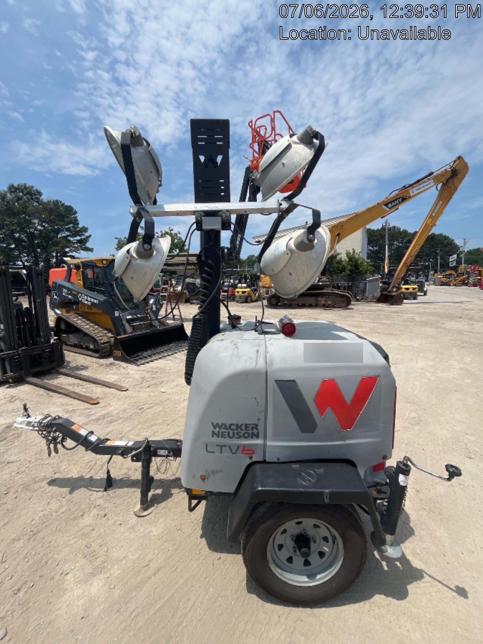2018 Wacker Neuson LTV6L-MH Wacker Neuson LTV6L Mobile Light Tower w/Fuel Level Sensor Installed