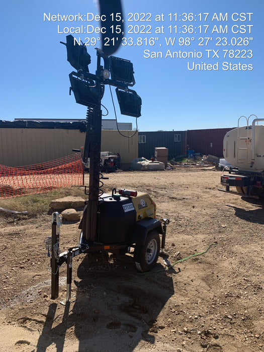 2022 Allmand NLV3GR (4) LED Light Fixture 350W, 23' Vertical Mast, 3kW Prime, Towable, ES Decals, T3