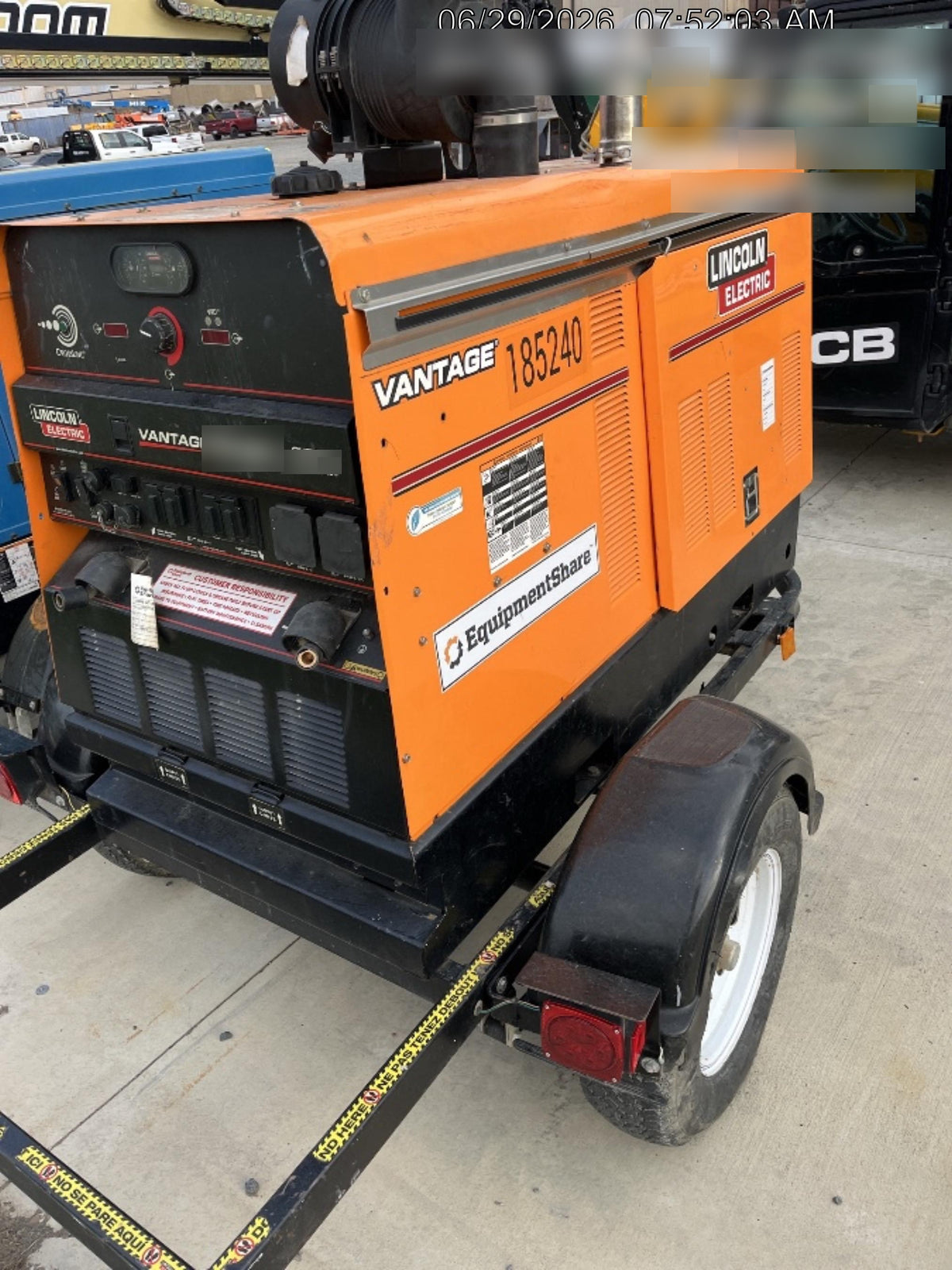 2021 Lincoln Electric Vantage 549X Ready Pak 3, ORANGE (includes trailer, cable rack, fender light kit)