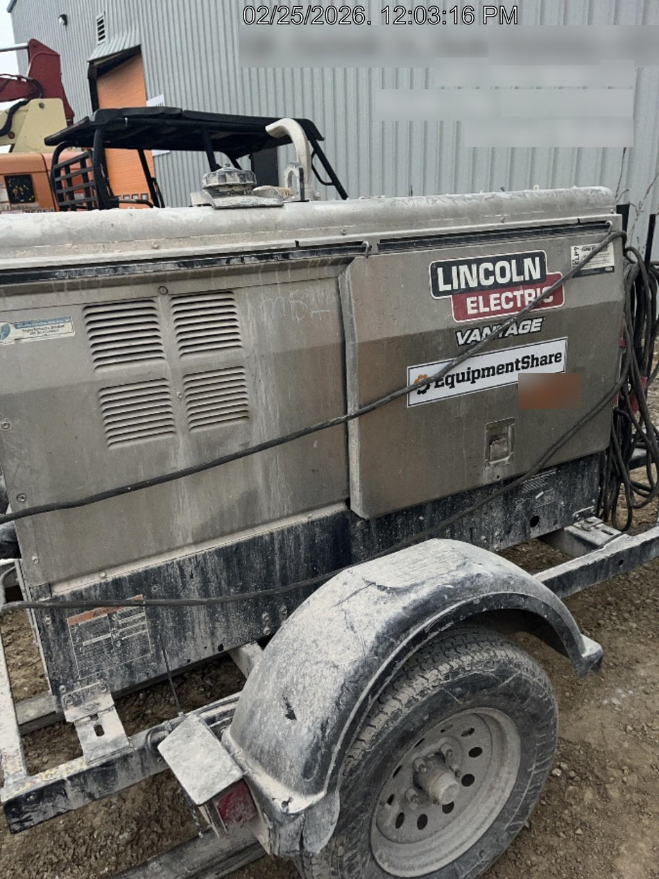 2019 Lincoln Electric Vantage 322 Welder Ready-Pak 3, Two wheel trailer, Fender and Light kit, Cable Rack