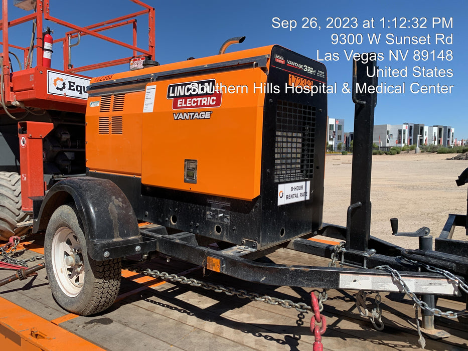 2021 Lincoln Electric Vantage 322 Vantage 322 Ready Pak 3 w/ Decals, ORANGE (includes trailer, cable rack, fender light kit) NO Telematics