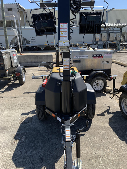 2022 Allmand NLV3GR (4) LED Light Fixture 350W, 23' Vertical Mast, 3kW Prime, Towable, Deep Sea L401, Leveling Jacks, Yanmar T4F 5.8hp