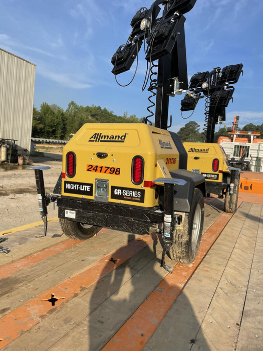 2022 Allmand NLV3GR (4) LED Light Fixture 350W, 23' Vertical Mast, 3kW Prime, Towable, Deep Sea L401, Leveling Jacks, Yanmar T4F 5.8hp