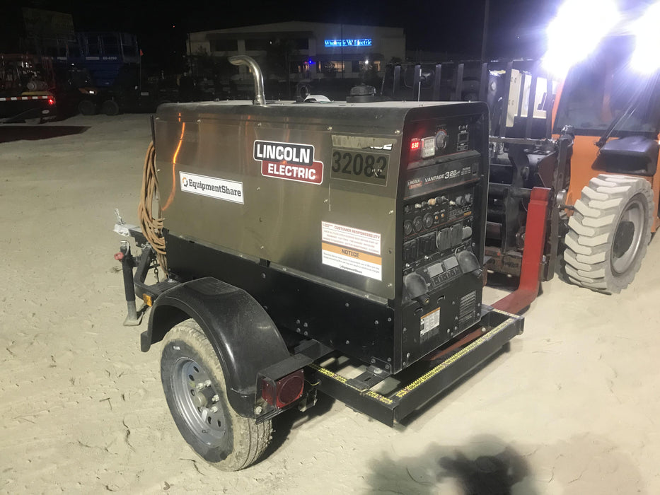2019 Lincoln Electric Vantage 322 Welder Ready-Pak 3, Two wheel trailer, Fender and Light kit, Cable Rack