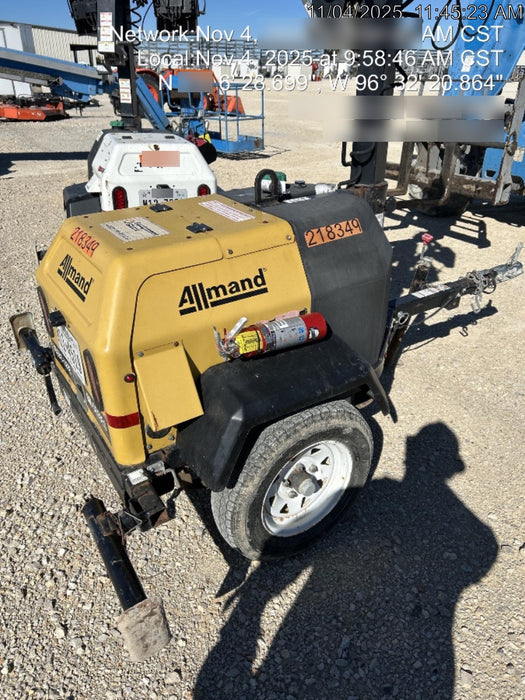 2022 Allmand NLV3GR (4) LED Light Fixture 350W, 23' Vertical Mast, 3kW Prime, Towable, Deep Sea L401, Leveling Jacks, Yanmar T4F 5.8hp