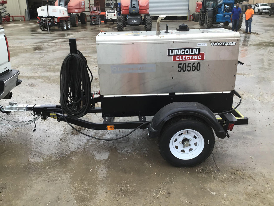 2019 Lincoln Electric Vantage 322 Welder Ready-Pak 3, Two wheel trailer, Fender and Light kit, Cable Rack