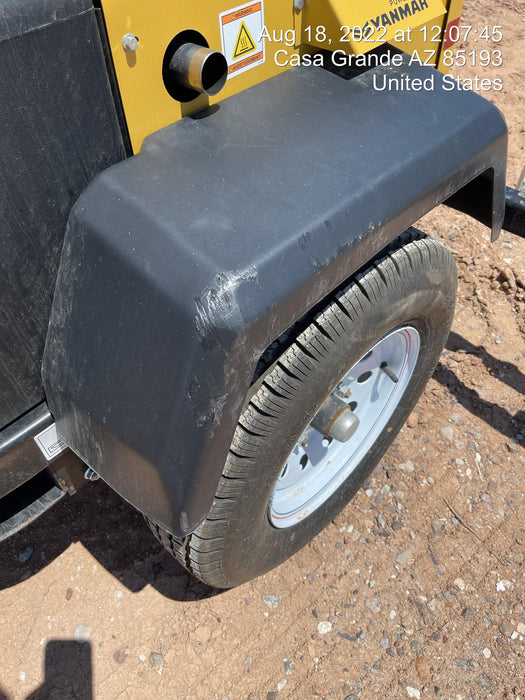 2021 Allmand NLV3GR (4) LED Light Fixture 350W, 23' Vertical Mast, 3kW Prime, Towable, Deep Sea L401, Leveling Jacks, Yanmar T4F 5.8hp