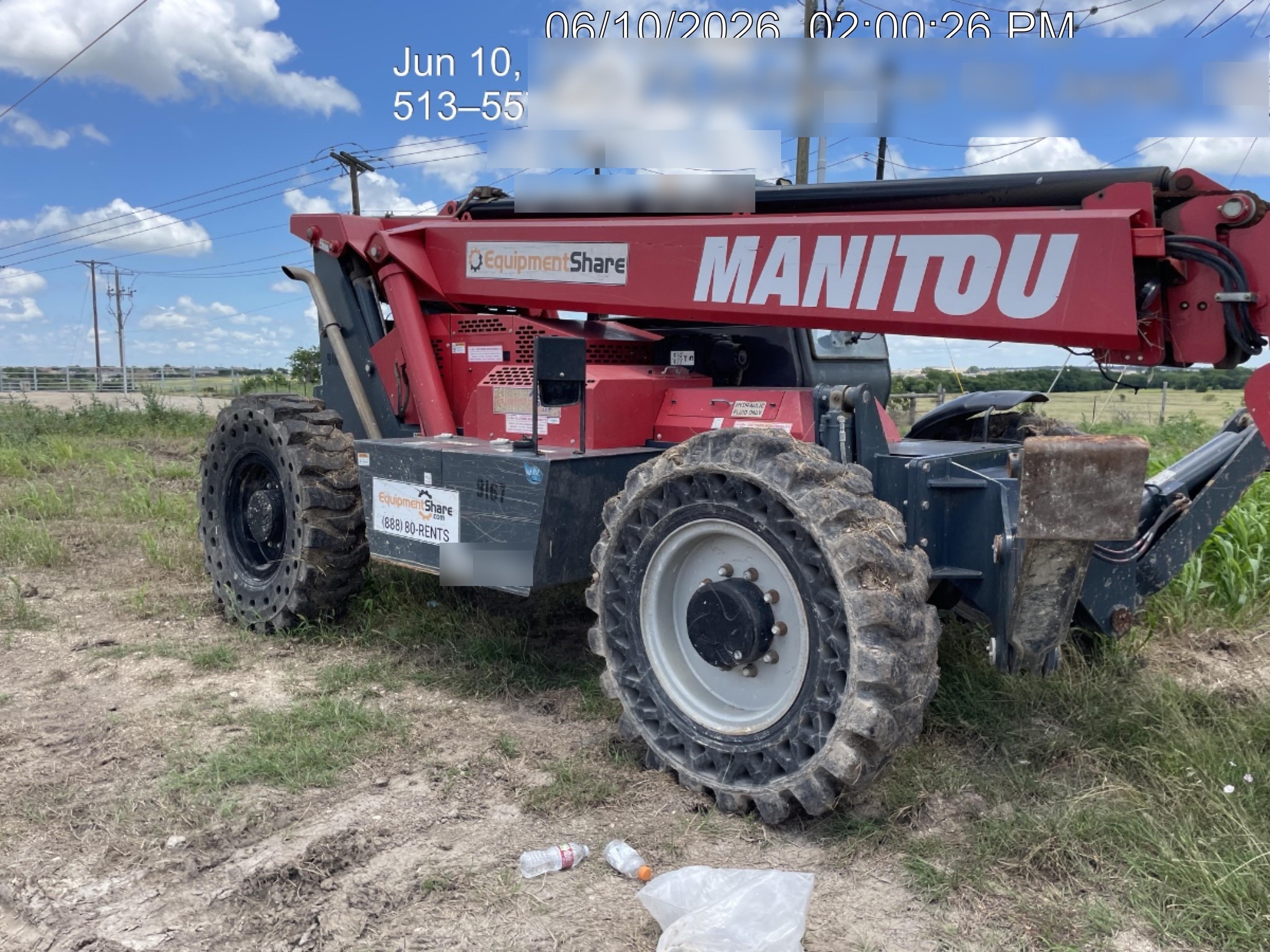 2018 Manitou MTA10055 Manitou MTA 10055 w/Cab/Heat/AC, Work Lights/Strobe, Aux Hyd, Solid Tires, Lift Hook, 66" Carriage, 60" Forks