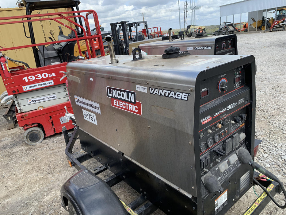 2019 Lincoln Electric Vantage 322 Welder Ready-Pak 3, Two wheel trailer, Fender and Light kit, Cable Rack