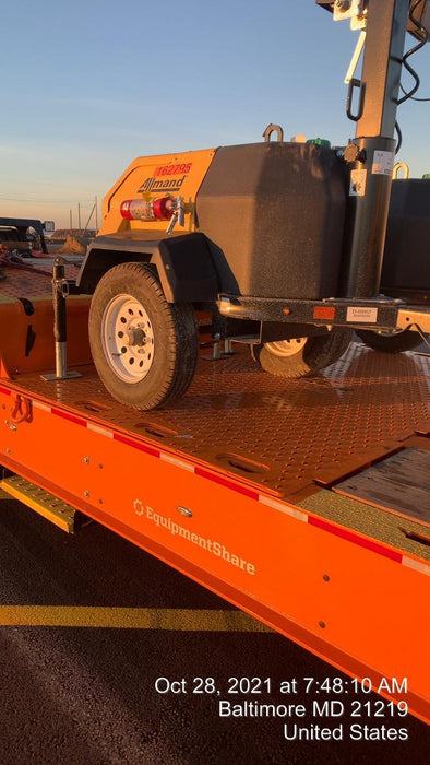 2021 Allmand NLV3GR (4) LED Light Fixture 350W, 23' Vertical Mast, 3kW Prime, Towable, Deep Sea L401, Leveling Jacks, Yanmar T4F 5.8hp