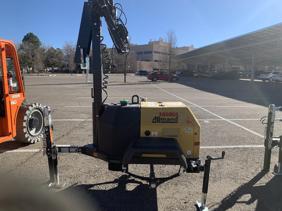 Allmand NLV3GR (4) LED Light Fixture 350W, 23' Vertical Mast, 3kW Prime, Towable, Deep Sea L401, Leveling Jacks, Yanmar T4F 5.8hp