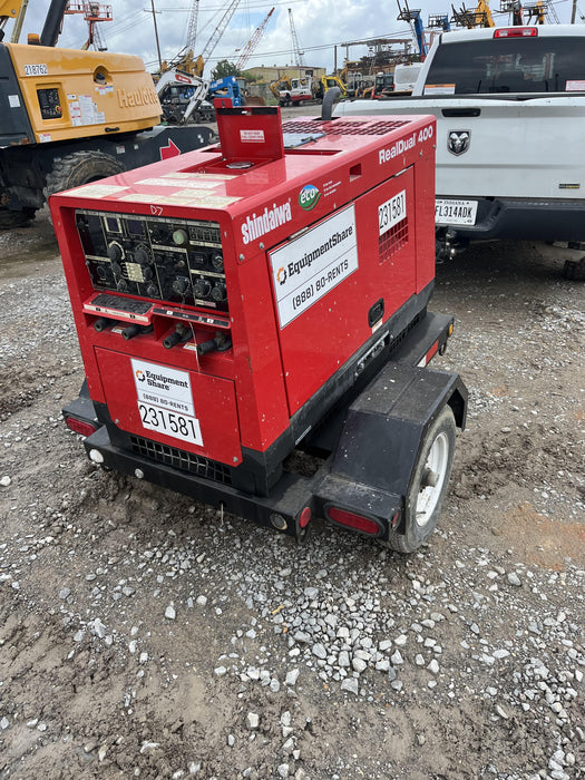 2022 Shindaiwa DGW400MDL Kubota D902 Engine, 23 HP, Dual Op Welder, Wire, Arc, Droop Stick, Tig, and CC Stick Functionality, Simulphase, 3 Phase and 1 Phase Gen Output, Single Axle NB Trlr, Slr Trckl Chrg 12V 12W, Fire Ext