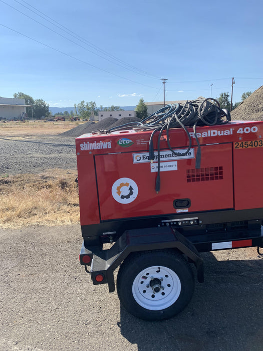 2022 Shindaiwa DGW400MDL Kubota D902 Engine, 23 HP, Dual Op Welder, Wire, Arc, Droop Stick, Tig, and CC Stick Functionality, Simulphase, 3 Phase and 1 Phase Gen Output, Single Axle NB Trlr, Slr Trckl Chrg 12V 12W, Fire Ext