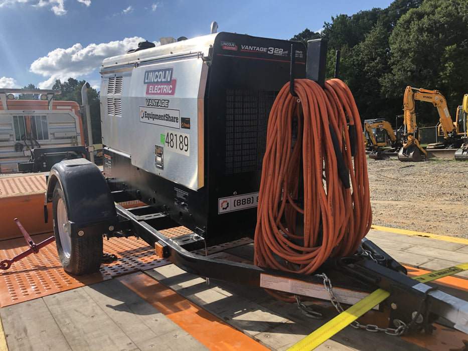 2019 Lincoln Electric Vantage 322 Ready-Pak 3, Two Wheel Trailer, Fender and Light Kit, Cable Rack