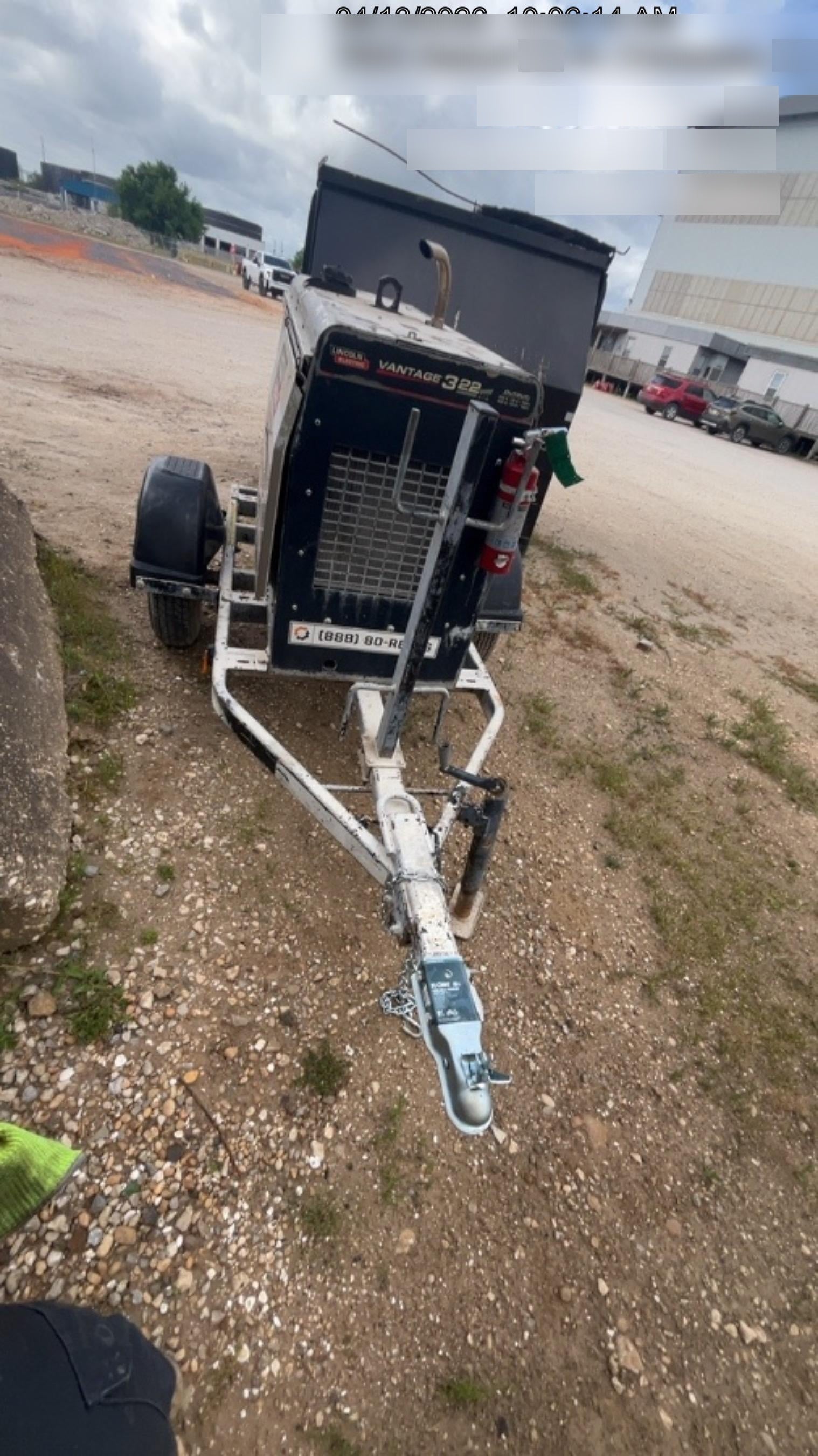 2019 Lincoln Electric Vantage 322 Welder Ready-Pak 3, Two wheel trailer, Fender and Light kit, Cable Rack