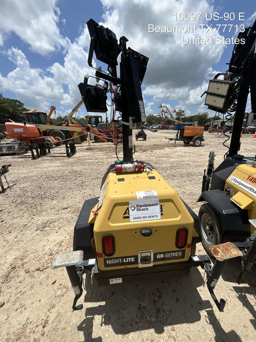 2022 Allmand NLV3GR (4) LED Light Fixture 350W, 23' Vertical Mast, 3kW Prime, Towable, Deep Sea L401, Leveling Jacks, Yanmar T4F 5.8hp