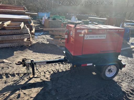 2022 Shindaiwa DGW400MDL Kubota D902 Engine, 23 HP, Dual Op Welder, Wire, Arc, Droop Stick, Tig, and CC Stick Functionality, Simulphase, 3 Phase and 1 Phase Gen Output, Single Axle NB Trlr, Slr Trckl Chrg 12V 12W, Fire Ext