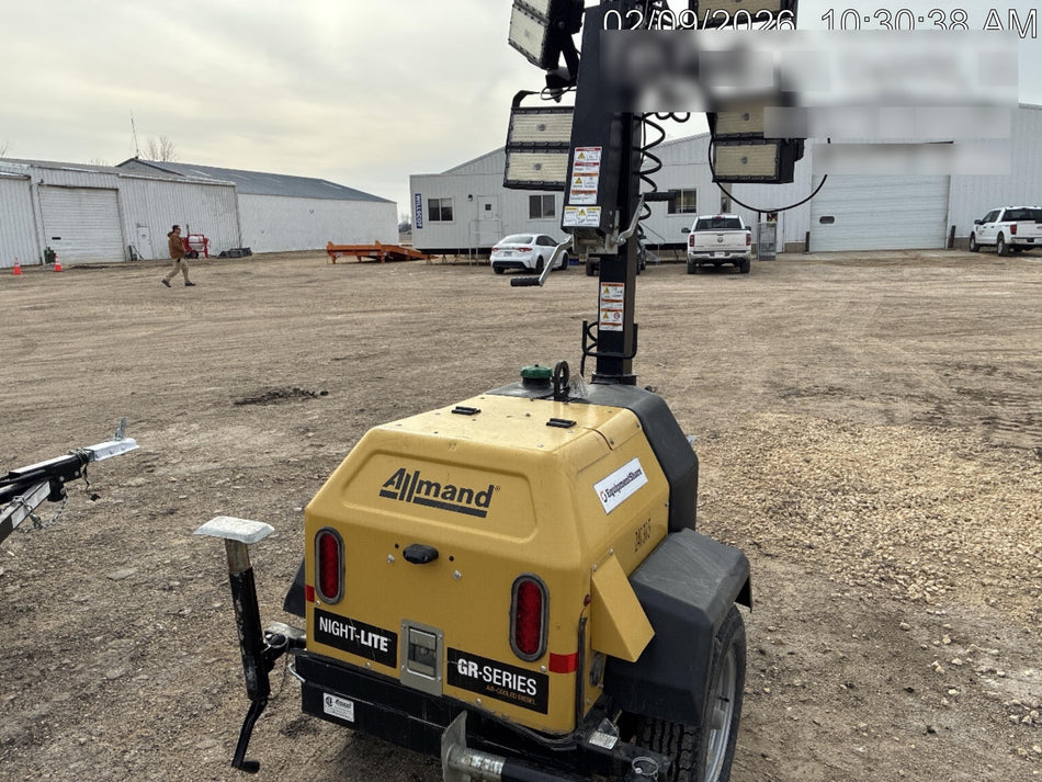 2022 Allmand NLV3GR (4) LED Light Fixture 350W, 23' Vertical Mast, 3kW Prime, Towable, Deep Sea L401, Leveling Jacks, Yanmar T4F 5.8hp