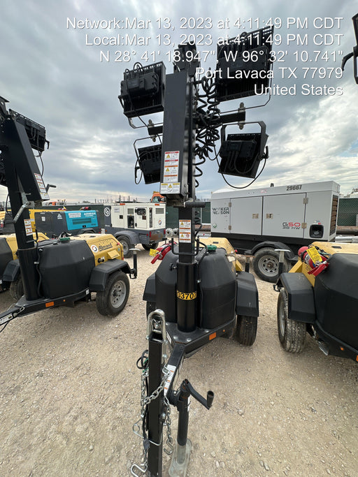 2022 Allmand NLV3GR (4) LED Light Fixture 350W, 23' Vertical Mast, 3kW Prime, Towable, Deep Sea L401, Leveling Jacks, Yanmar T4F 5.8hp