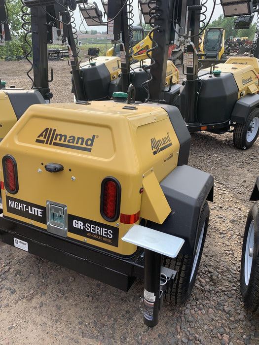 2021 Allmand NLV3GR (4) LED Light Fixture 350W, 23' Vertical Mast, 3kW Prime, Towable, Deep Sea L401, Leveling Jacks, Yanmar T4F 5.8hp