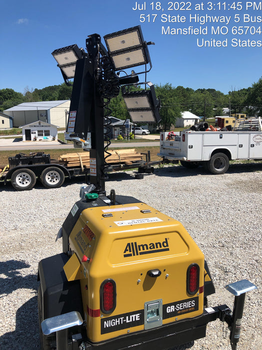 2022 Allmand NLV3GR (4) LED Light Fixture 350W, 23' Vertical Mast, 3kW Prime, Towable, Deep Sea L401, Leveling Jacks, Yanmar T4F 5.8hp