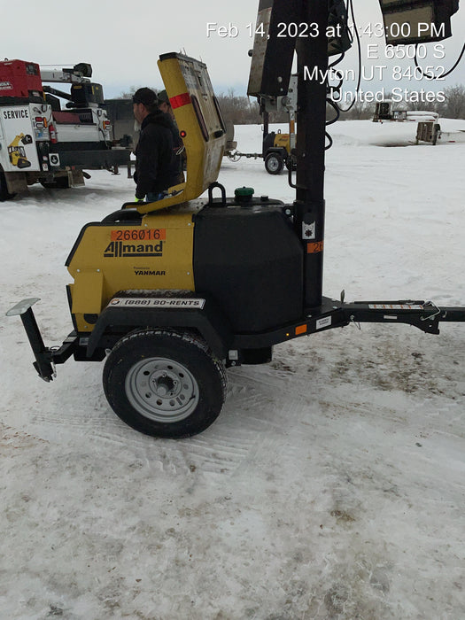 2022 Allmand NLV3GR (4) LED Light Fixture 350W, 23' Vertical Mast, 3kW Prime, Towable, ES Decals, T3